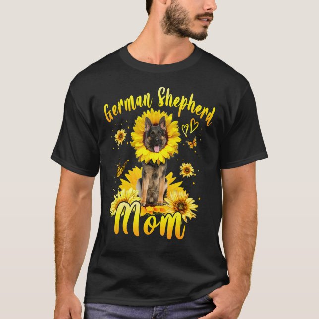 Camiseta German shepherd de girassol Mãe Dia de as mães (Frente)