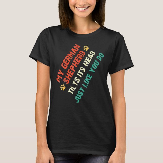 Camiseta German shepherd De Inclinação De Cabeça Para Propr (Frente)