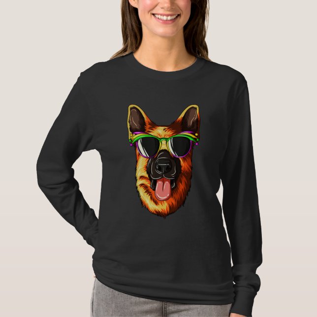 Camiseta German shepherd de Máscara do Carnaval Mardi Gras (Frente)