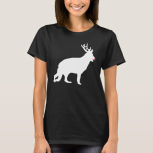 Camiseta German shepherd de natal Reindeer Antlers Xmas