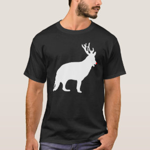Camiseta German shepherd de natal Reindeer Antlers Xmas