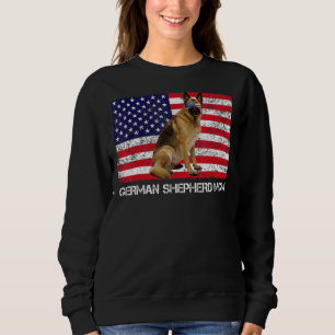 Camiseta German shepherd de óculos solares Mãe Bandeira Ame
