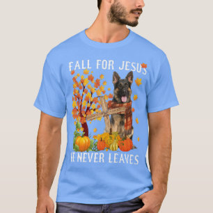 Camiseta German shepherd de outono cai por Jesus que ele nu