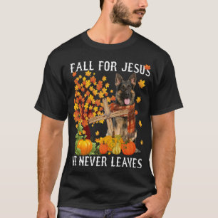 Camiseta German shepherd de outono cai por Jesus que ele nu