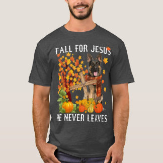 Camiseta German shepherd de outono cai por Jesus que ele nu