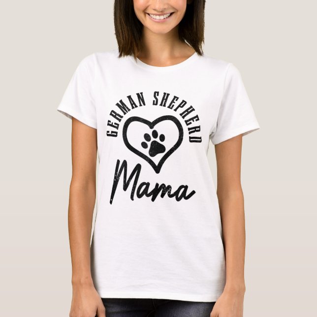 Camiseta German shepherd de Pata do Cachorro da Mãe german  (Frente)