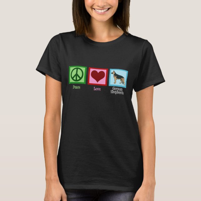 Camiseta German shepherd de Paz e Amor (Frente)
