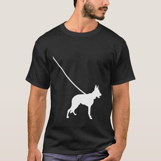 Camiseta German shepherd de um cão com coleira Cu-mãe Pai P (Frente)