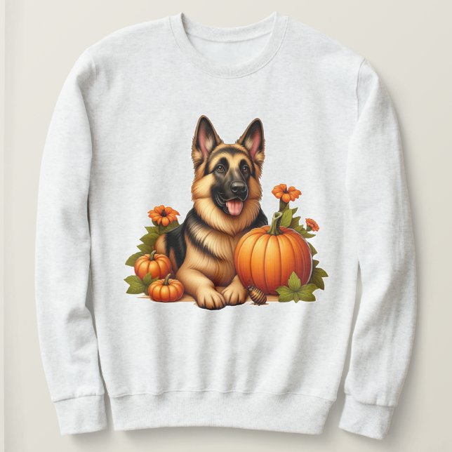 Camiseta German shepherd Descansado com Bombas e Flores (Frente do Design)
