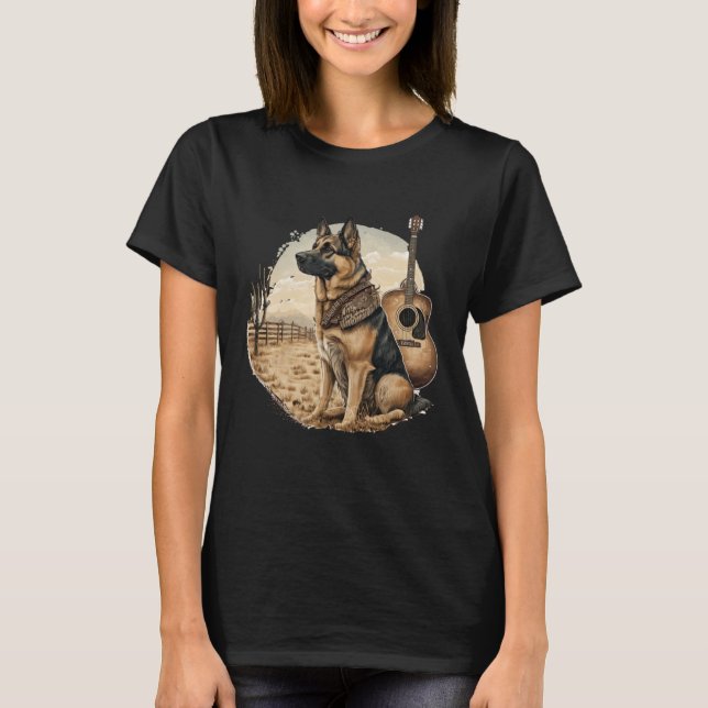 Camiseta German shepherd Dog Country Music American Rodeo   (Frente)