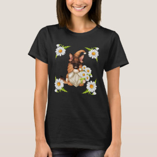 Camiseta German Shepherd Dog Gnome For Spring Floral Daisy 