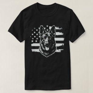 Camiseta German shepherd Dog USA American Flag 4 De Julho