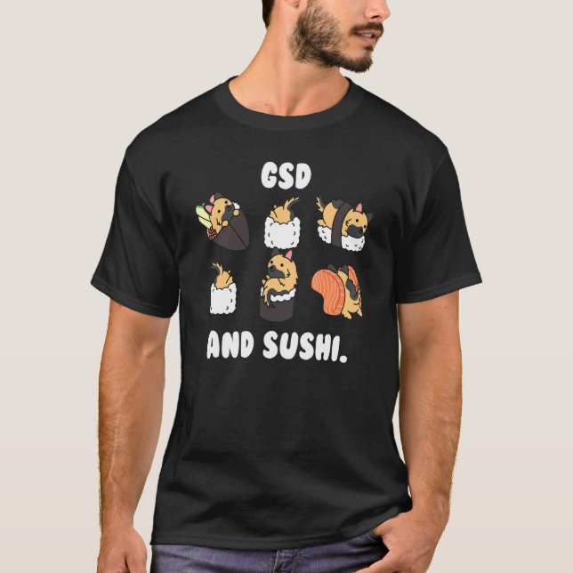 Camiseta German shepherd E Cão Sushi (Frente)