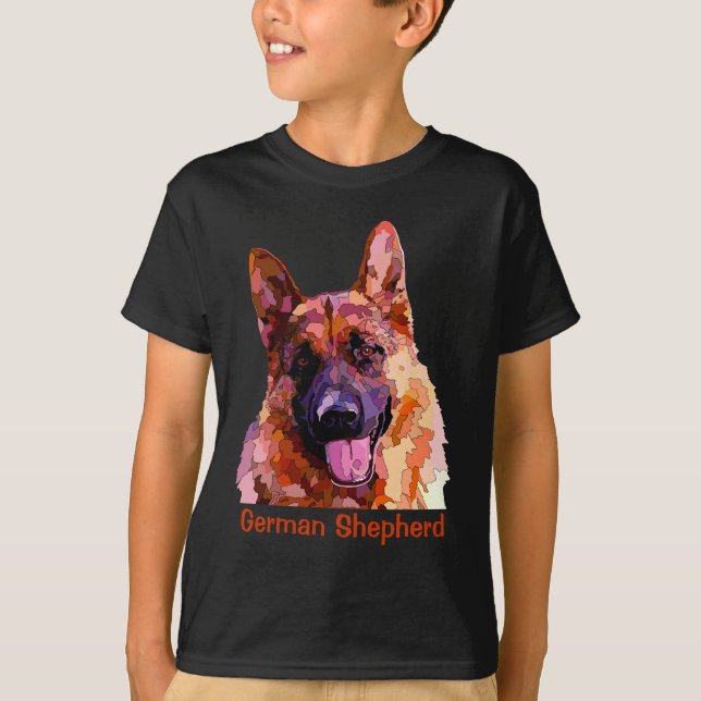 Camiseta German shepherd em cores brilhantes (Frente)