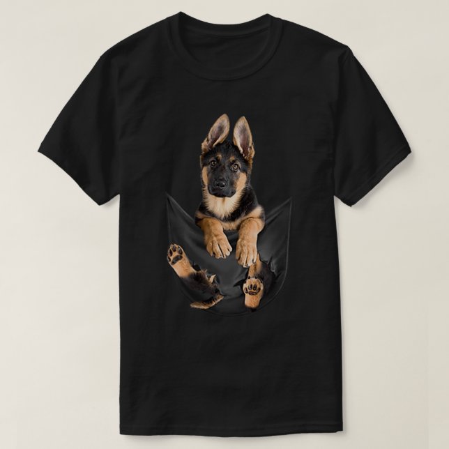 Camiseta German shepherd Em Pocket Engraçado Dons De Sobrem (Frente do Design)