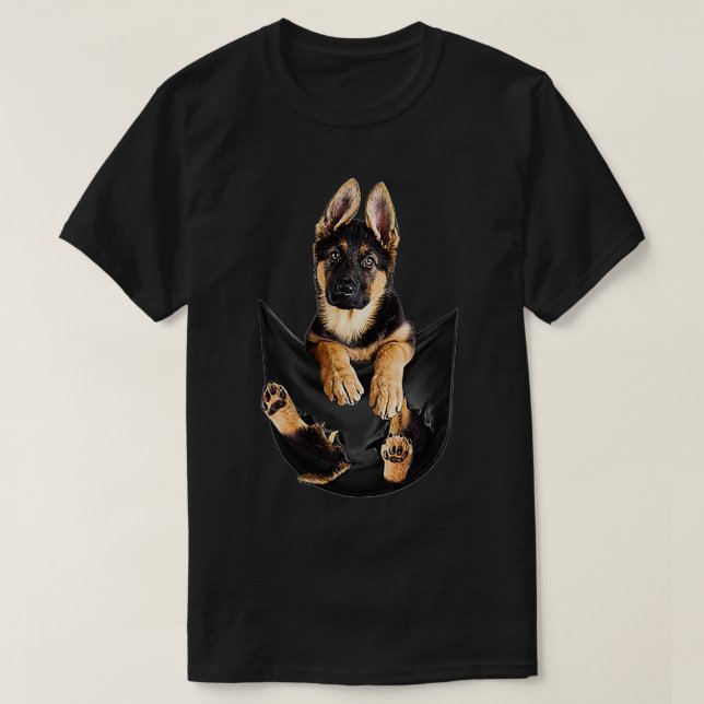 Camiseta German shepherd Em Pocket Engraçado Dons De Sobrem (Frente do Design)