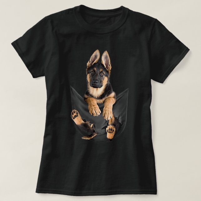 Camiseta German shepherd Em Pocket Engraçado Dons De Sobrem (Frente do Design)