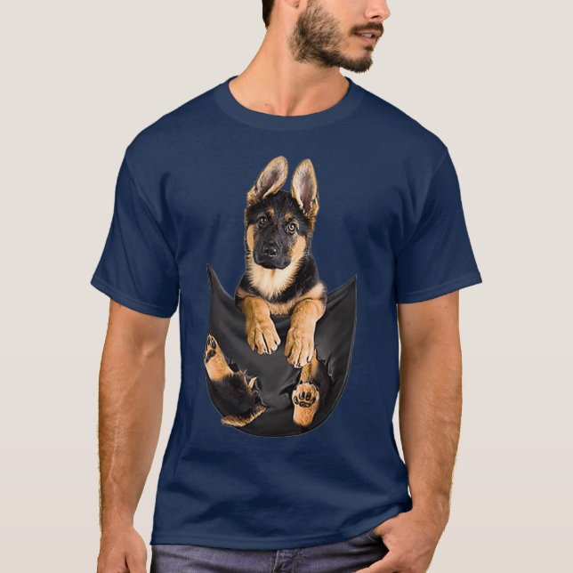 Camiseta German shepherd Em Pocket Engraçado Dons De Sobrem (Frente)