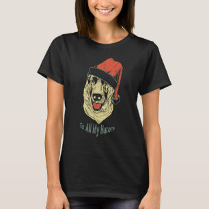 Camiseta German shepherd Em Um Chapéu De Papai Noel Para A 