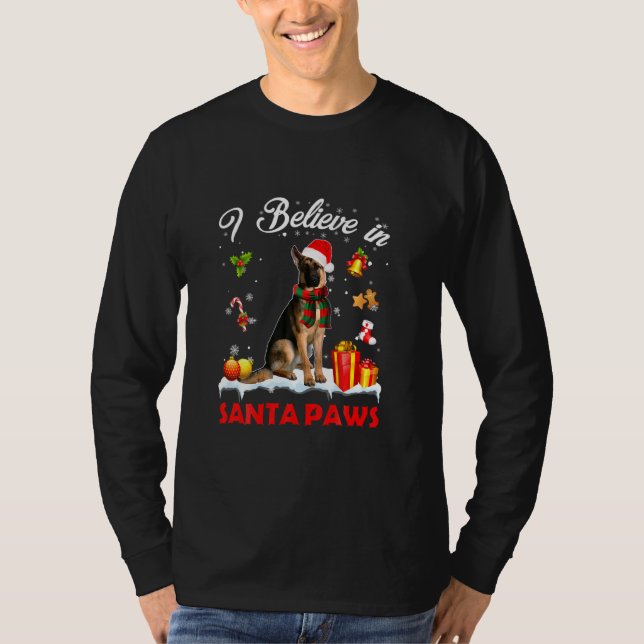 Camiseta German shepherd Engraçado Claus Dog Christmas De (Frente)
