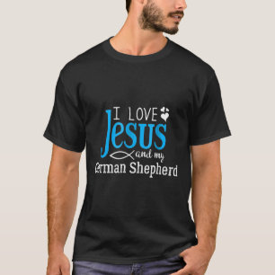 Camiseta German shepherd Fancioso Eu Amo Jesus E Meu Cão B