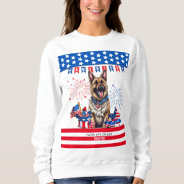 Camiseta German shepherd Feliz Dia 4 De Julho Da Independên