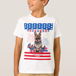 Camiseta German shepherd Feliz Dia 4 De Julho Da Independên