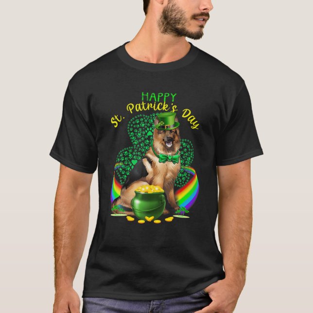 Camiseta German shepherd Feliz Leprechaun S (Frente)