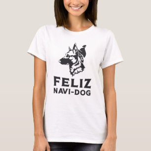 Camiseta German shepherd Feliz Navi-Dog Cães Vintage Animal
