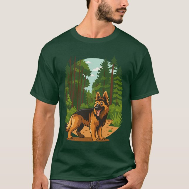 Camiseta German Shepherd Forest Adventure Dog  (Frente)