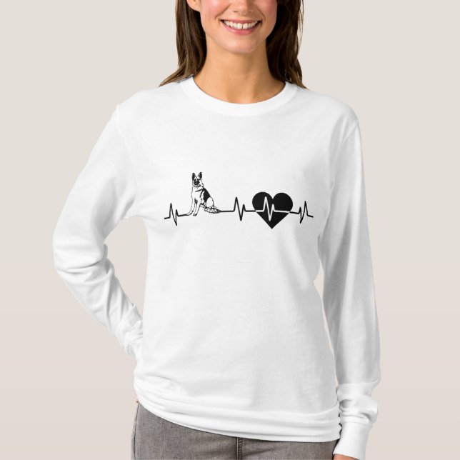 Camiseta German shepherd Heartbeat I Love My German Shepher (Frente)