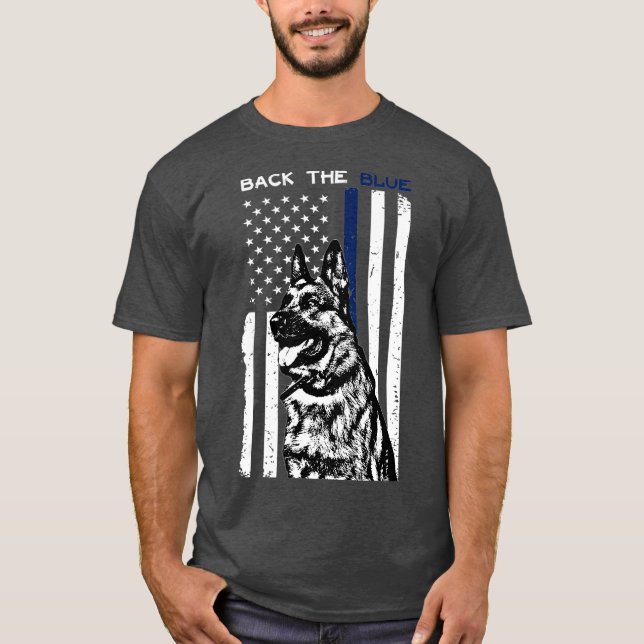 Camiseta German shepherd K9 - Azul fino azul (Frente)