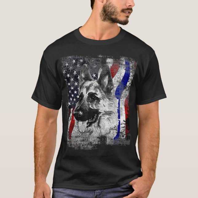 Camiseta German shepherd k9 - Cão da Polícia de Bandeira Am (Frente)