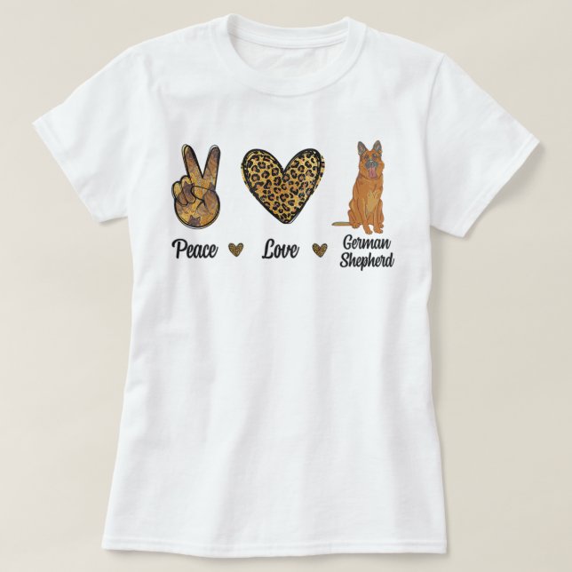 Camiseta German shepherd Leopardo Lover Pet Cachorro P (Frente do Design)