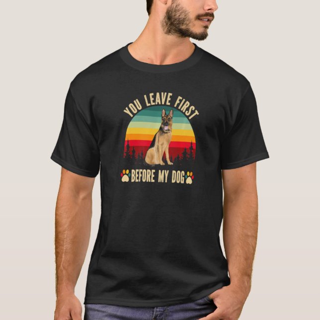 Camiseta German shepherd Limpar Cão Que Deixar Antes (Frente)