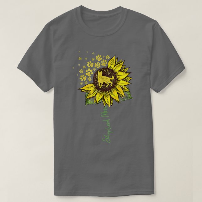 Camiseta German shepherd Mãe Pastor De Girassol Dói Cachorr (Frente do Design)