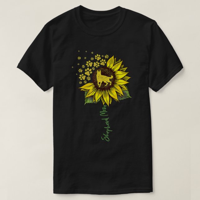 Camiseta German shepherd Mãe Pastor De Girassol Dói Cachorr (Frente do Design)