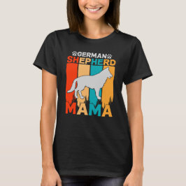 Camiseta German shepherd MAMA, azul castanho no preto femin