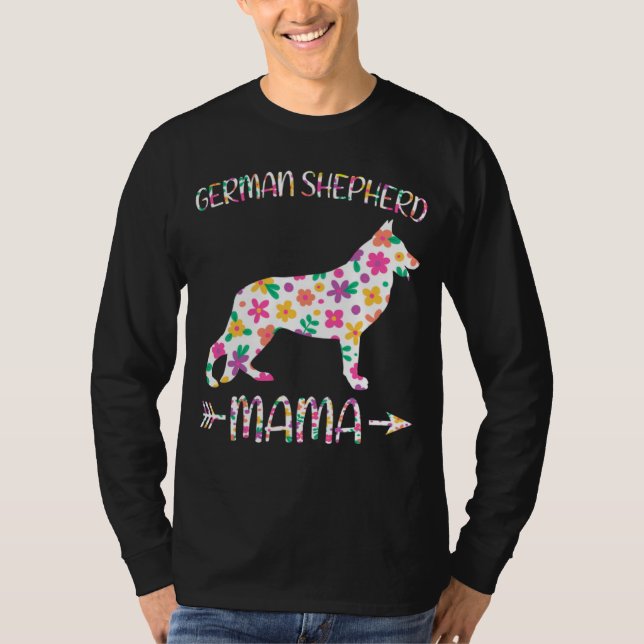 Camiseta German Shepherd Mama Floral Dog Mom Mothers Day (Frente)