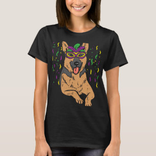 Camiseta German shepherd Mardi Gras Máscara Cachorro de Car
