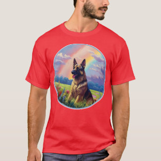 Camiseta German shepherd Memorial Rainbow Bridge GSD Art