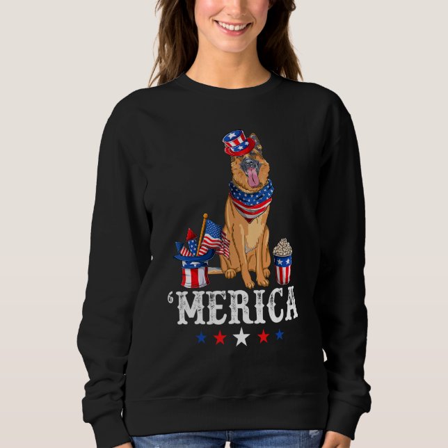 Camiseta German shepherd Merica 4 De Julho Americano F (Frente)