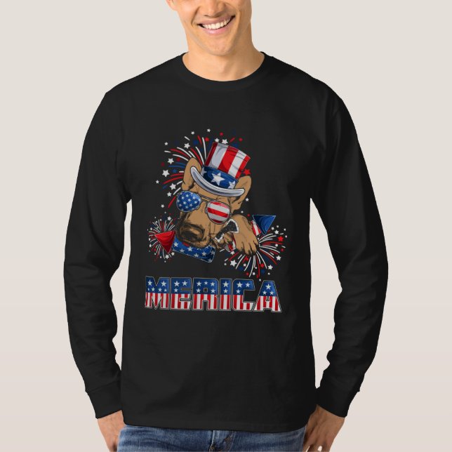 Camiseta German Shepherd Merica Firework 4th Of July Men Bo (Frente)