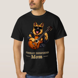 Camiseta German Shepherd Mom Rock Star Guitar Dog Gift