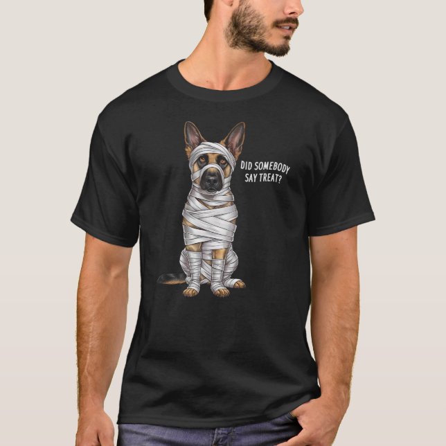 Camiseta German Shepherd Mummy Halloween Dog (Frente)