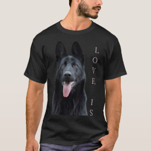 Camiseta German shepherd Negra Cachorro Cachorro Mãe Pai Am