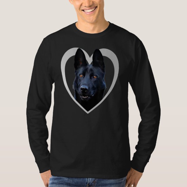 Camiseta German shepherd Negro - Schäferhund Herz (Frente)