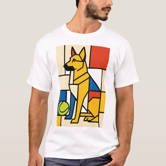 Camiseta German shepherd no estilo de arte moderna (Frente)