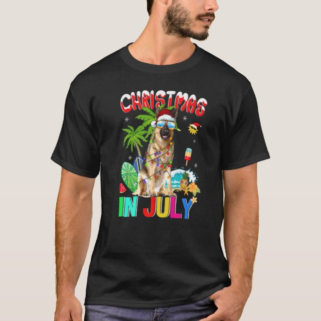 Camiseta German shepherd No Natal De Santa Hat (Frente)