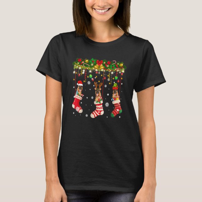 Camiseta German shepherd No Sock Xmas Reindeer Papais noeis (Frente)